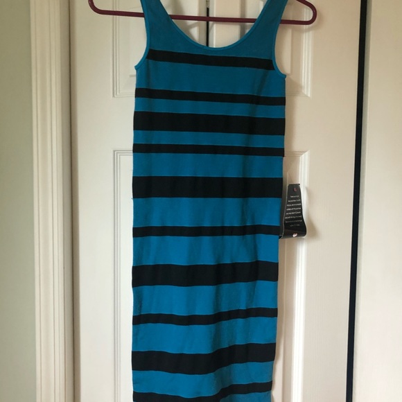 NWT Bebe Blue Tank Dress with Black Stripes Sz P/S - Picture 3 of 3